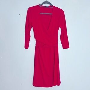 Lilla P Size Small Faux Wrap Surplice A-Line Pima Cotton Modal Pink Dress